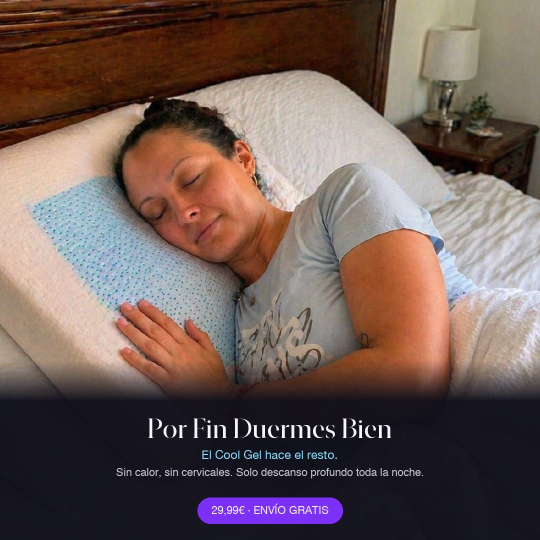 Por fin duermes bien — Almohada Gel Refrescante en uso