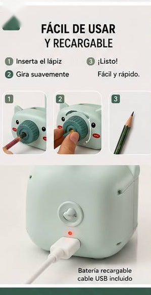 Lámpara LED Recargable de Estudio con Sacapuntas y Portalápices 🐱 USB