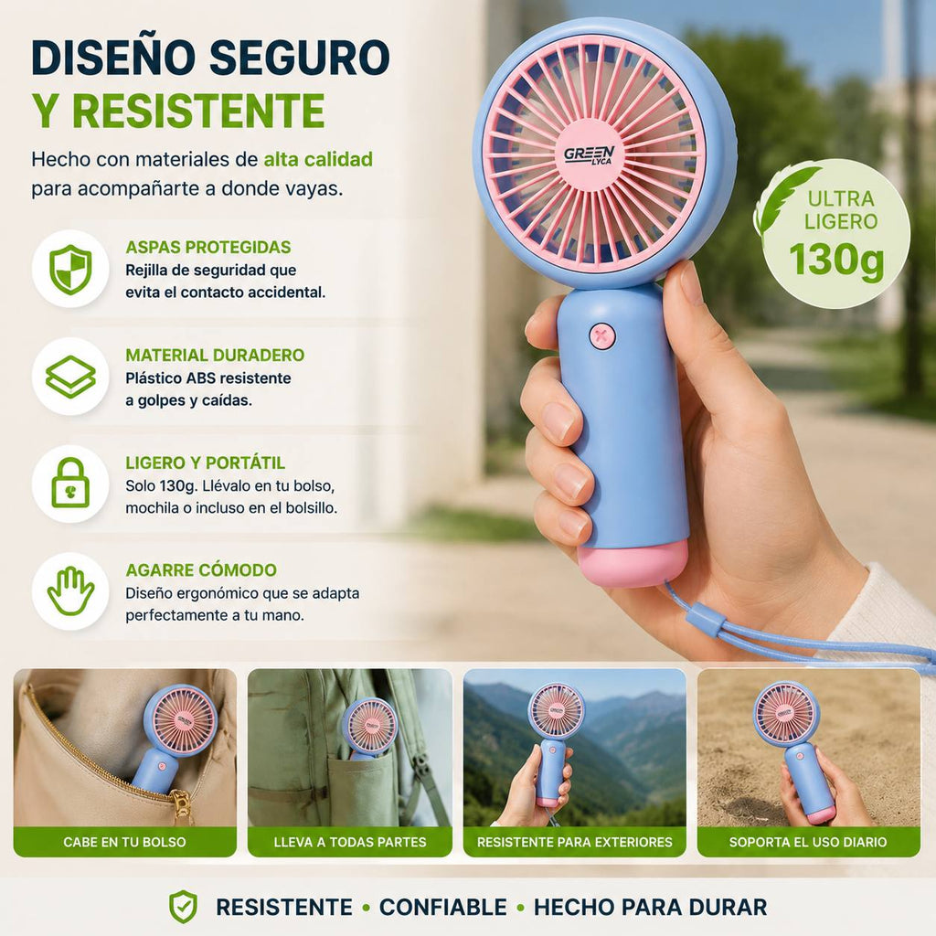 Mini Ventilador de Mano Portátil Recargable