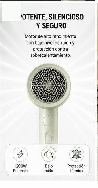 Secador de pelo potente 1200W silencioso con proteccion termica