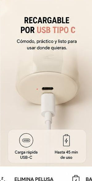 Quitapelusas Eléctrico Recargable con Pantalla Digital 🌀 6 Hojas de Acero USB-C