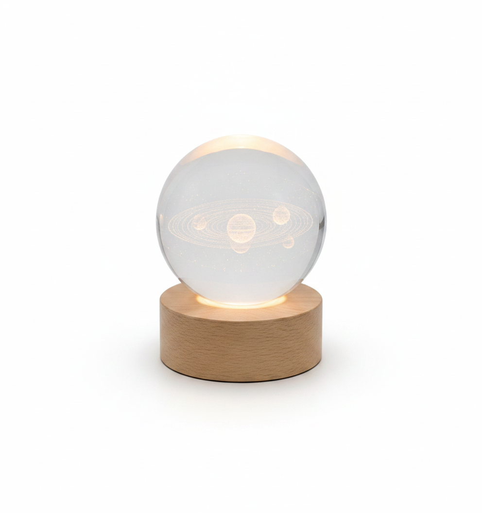 Bola de Cristal LED Sistema Solar 3D | Lámpara Decorativa Ga