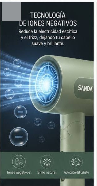 Tecnologia de iones negativos del secador reduce la estatica y el frizz