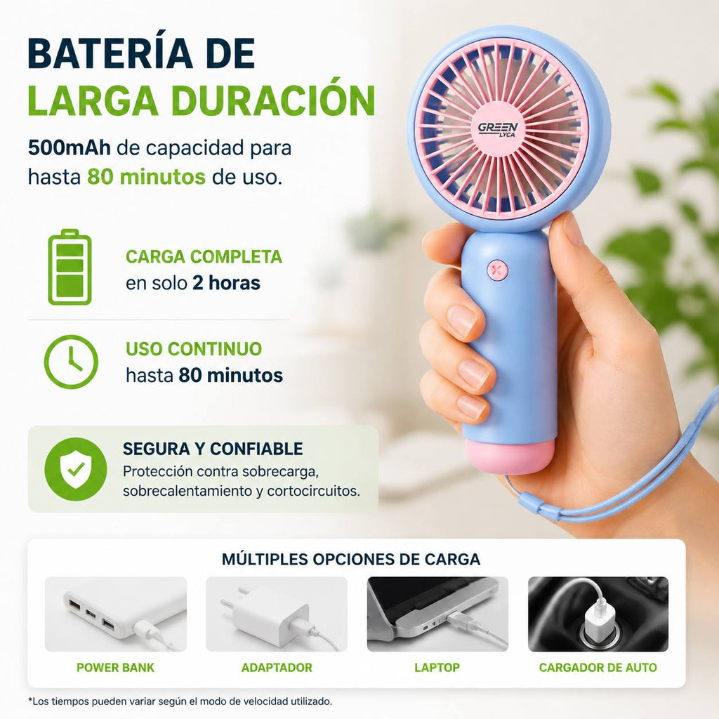 Mini Ventilador de Mano Portátil Recargable