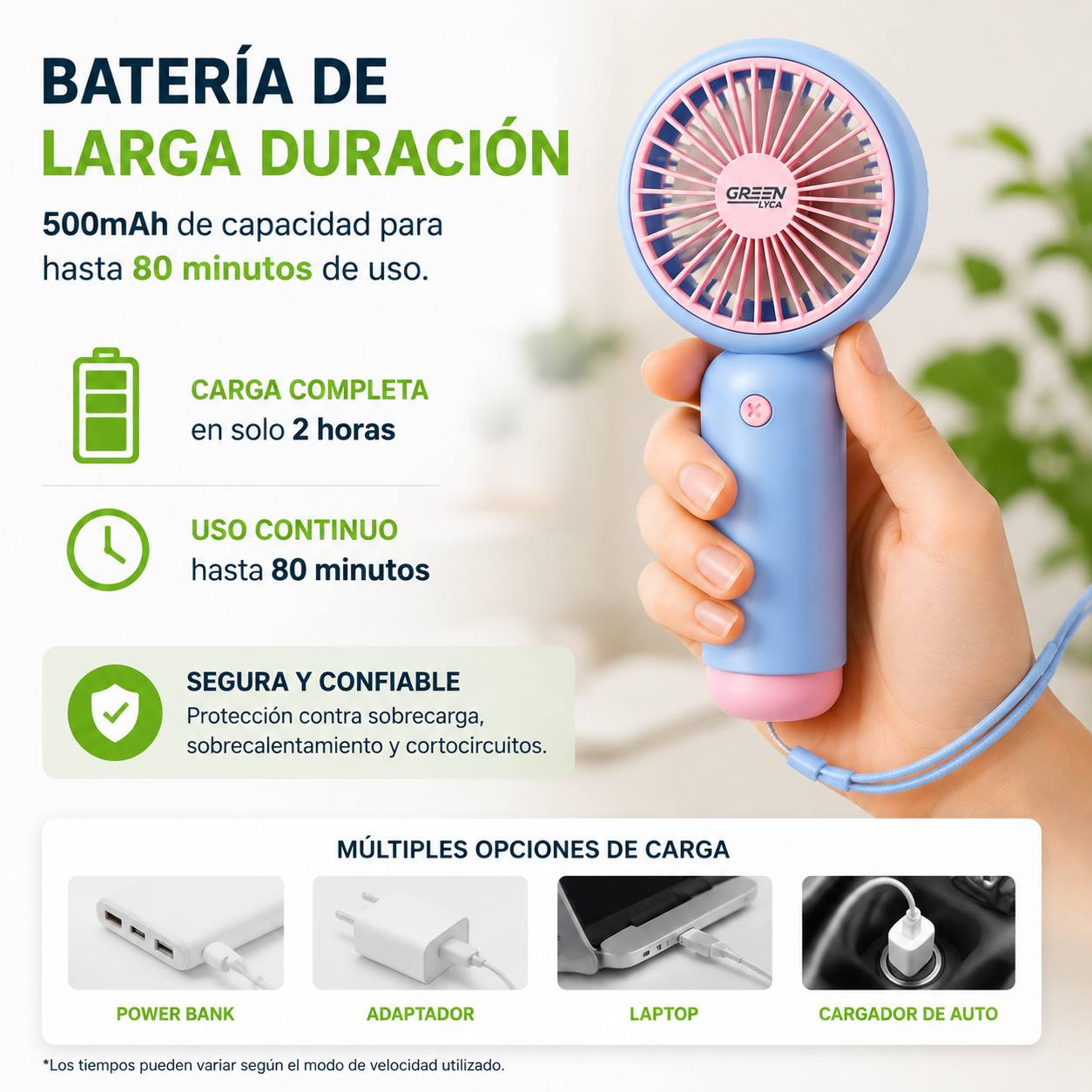 Mini Ventilador de Mano Portátil Recargable