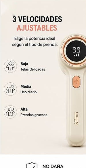 Quitapelusas Eléctrico Recargable con Pantalla Digital 🌀 6 Hojas de Acero USB-C