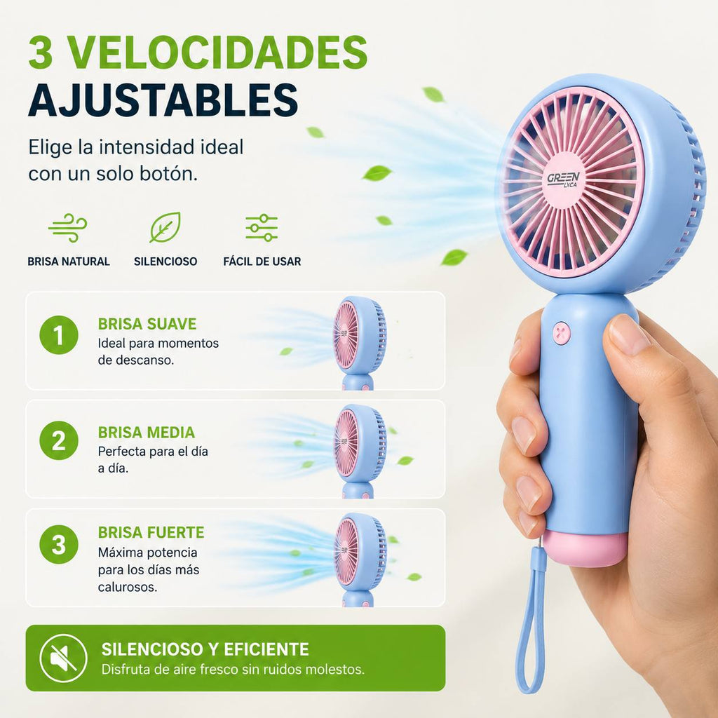 Mini Ventilador de Mano Portátil Recargable