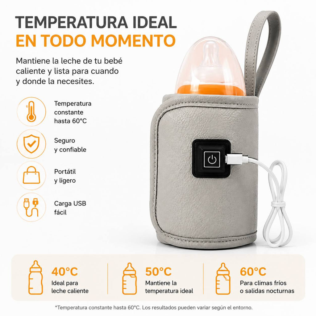 Calienta Biberones Portátil USB · Temperatura Constante hasta 60°C | Calentador de Leche de Viaje para Bebé