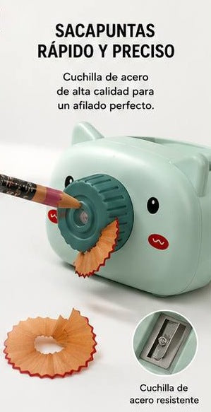Lámpara LED Recargable de Estudio con Sacapuntas y Portalápices 🐱 USB