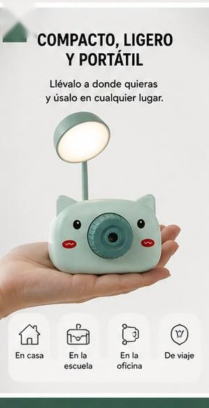 Lámpara LED Recargable de Estudio con Sacapuntas y Portalápices 🐱 USB