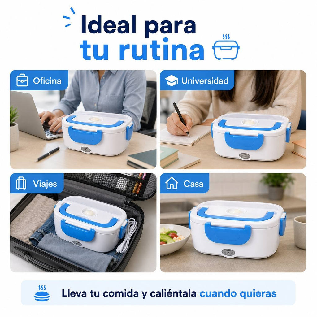 Fiambrera Eléctrica Portátil 1,5L · Comida Caliente sin Microondas · Táper Eléctrico 40W con Cubiertos