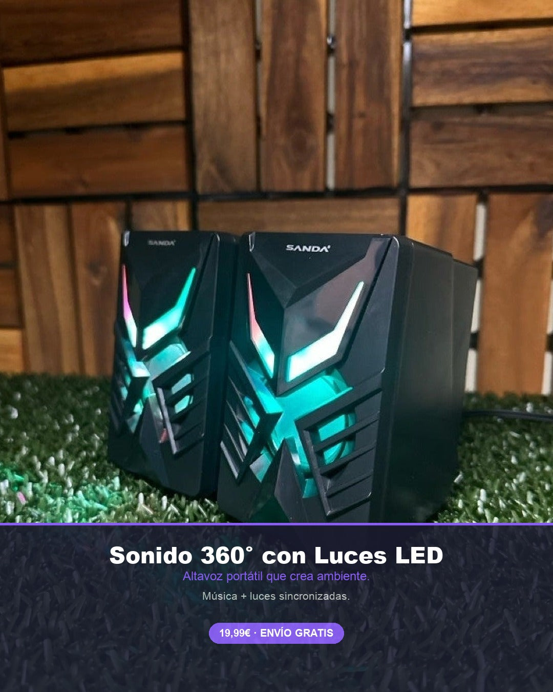 Mini Altavoz Bluetooth Portátil con Luces LED | Sonido 360° Recargable