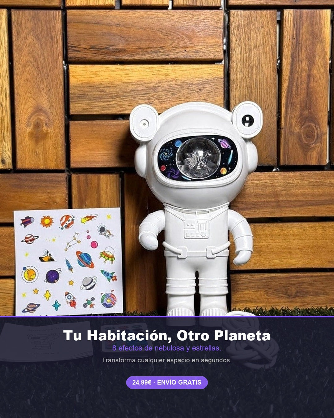 Proyector Galaxia Astronauta con Mando | Nebulosa y Estrellas LED para Habitación