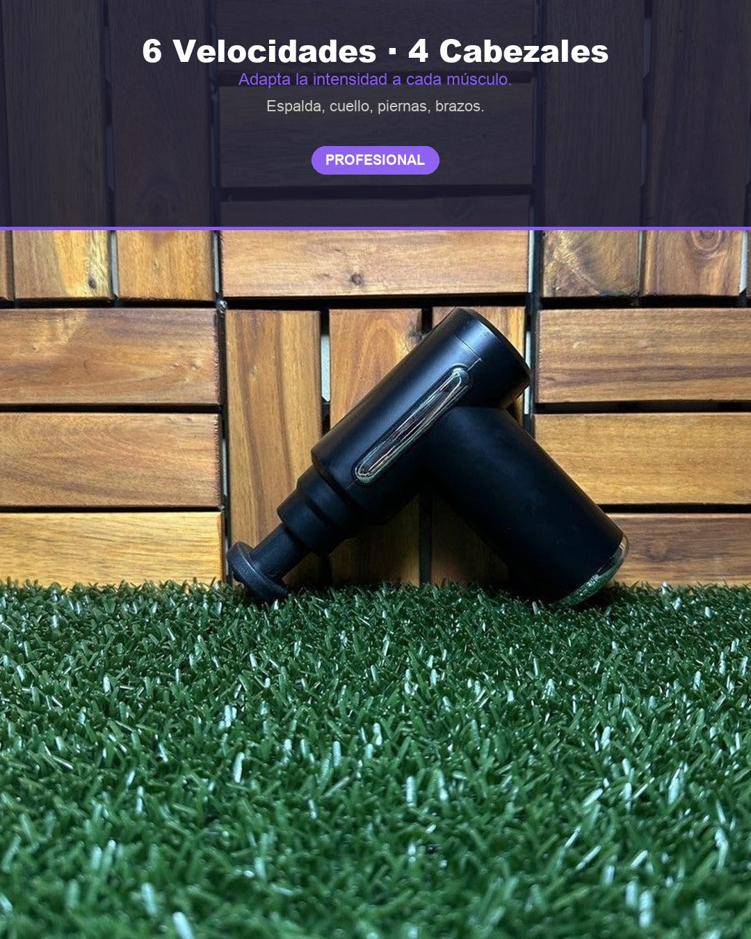 Pistola de Masaje Muscular Profesional | 6 Velocidades y 4 Cabezales
