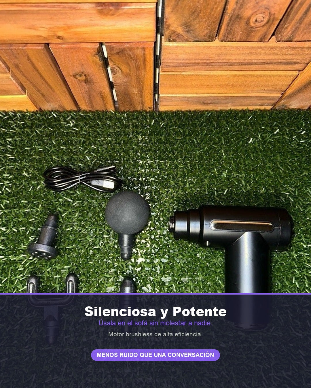 Pistola de Masaje Muscular Profesional | 6 Velocidades y 4 Cabezales