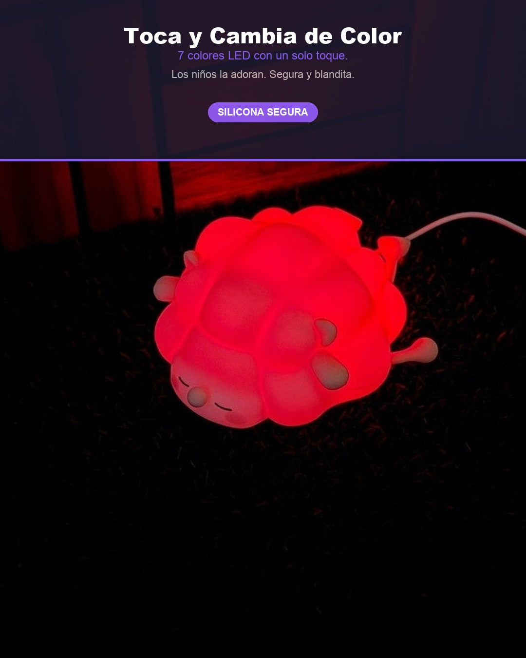 Lámpara Nocturna Infantil Ovejita de Silicona | LED Táctil Multicolor