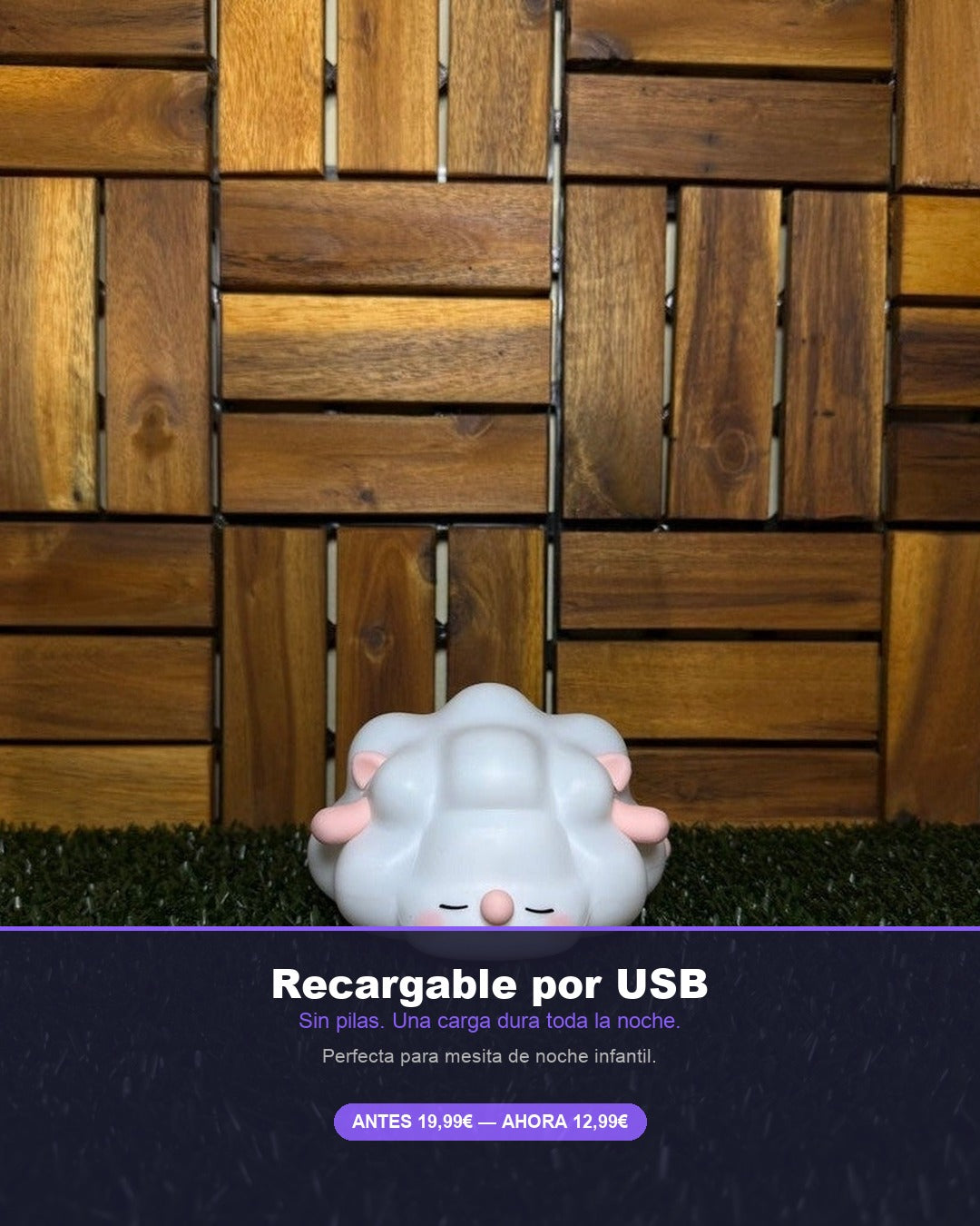 Lámpara Nocturna Infantil Ovejita de Silicona | LED Táctil Multicolor