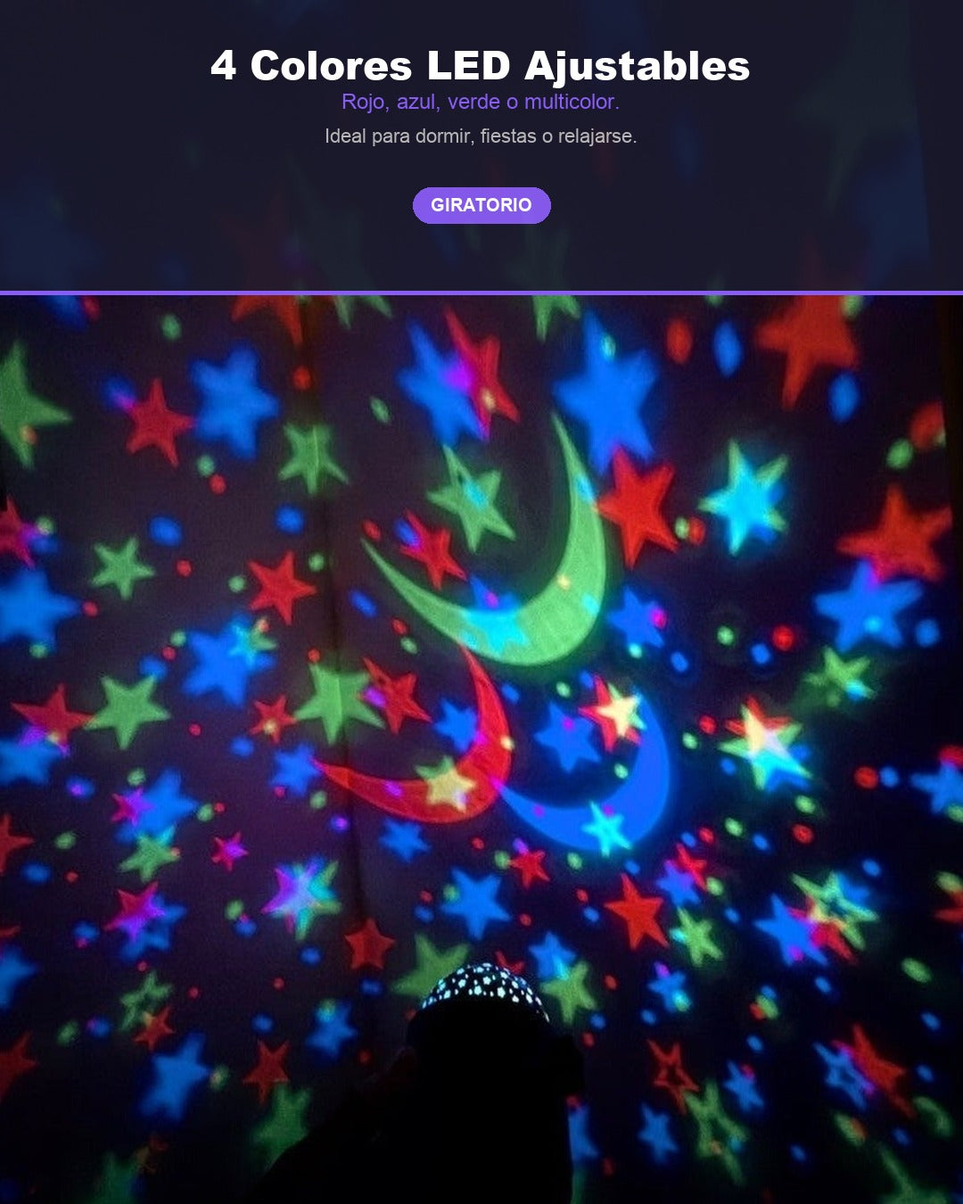 Proyector de Estrellas y Lunas RGB LED | Luz Nocturna Giratoria para Fiestas