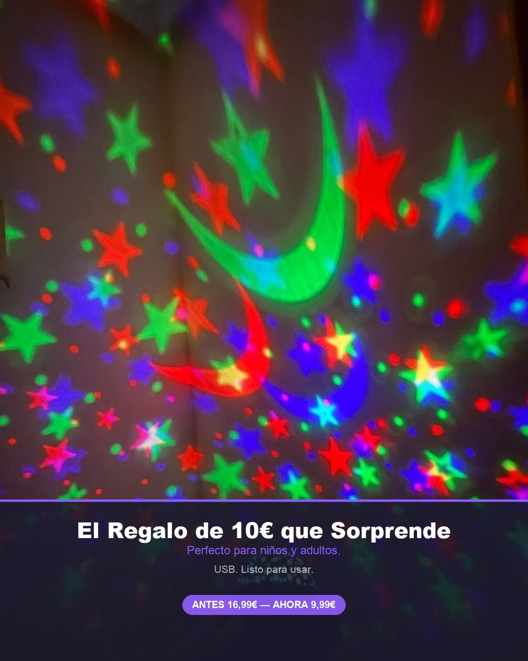 Proyector de Estrellas y Lunas RGB LED | Luz Nocturna Giratoria para Fiestas