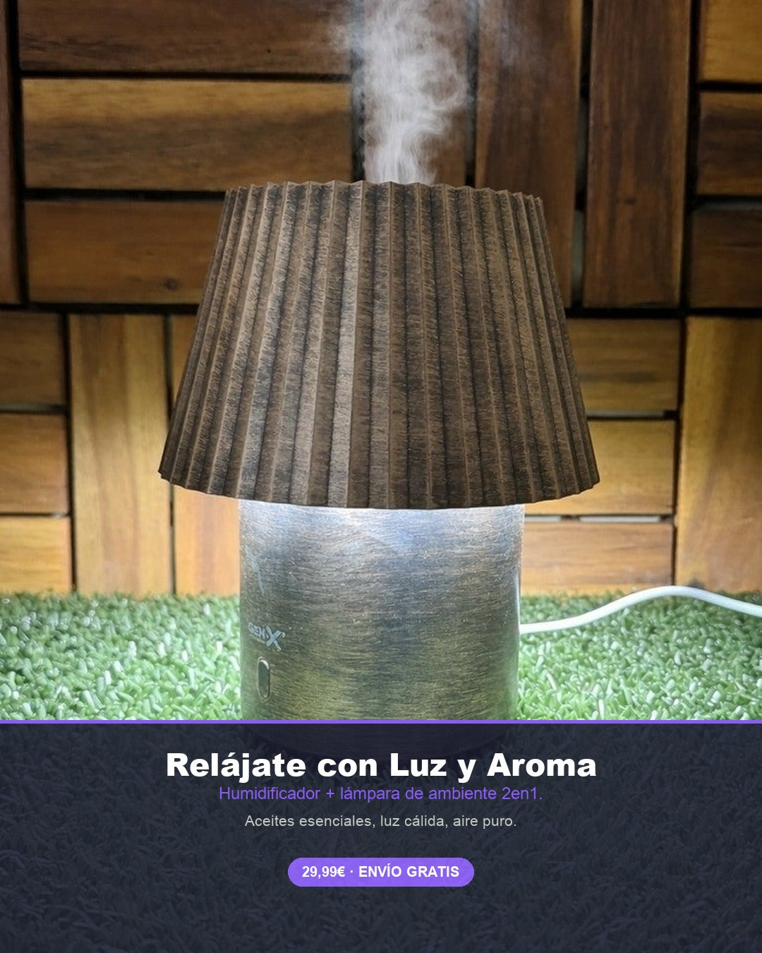 Humidificador con Luz Cálida LED Gen-X | Difusor Aromas Premium 2en1