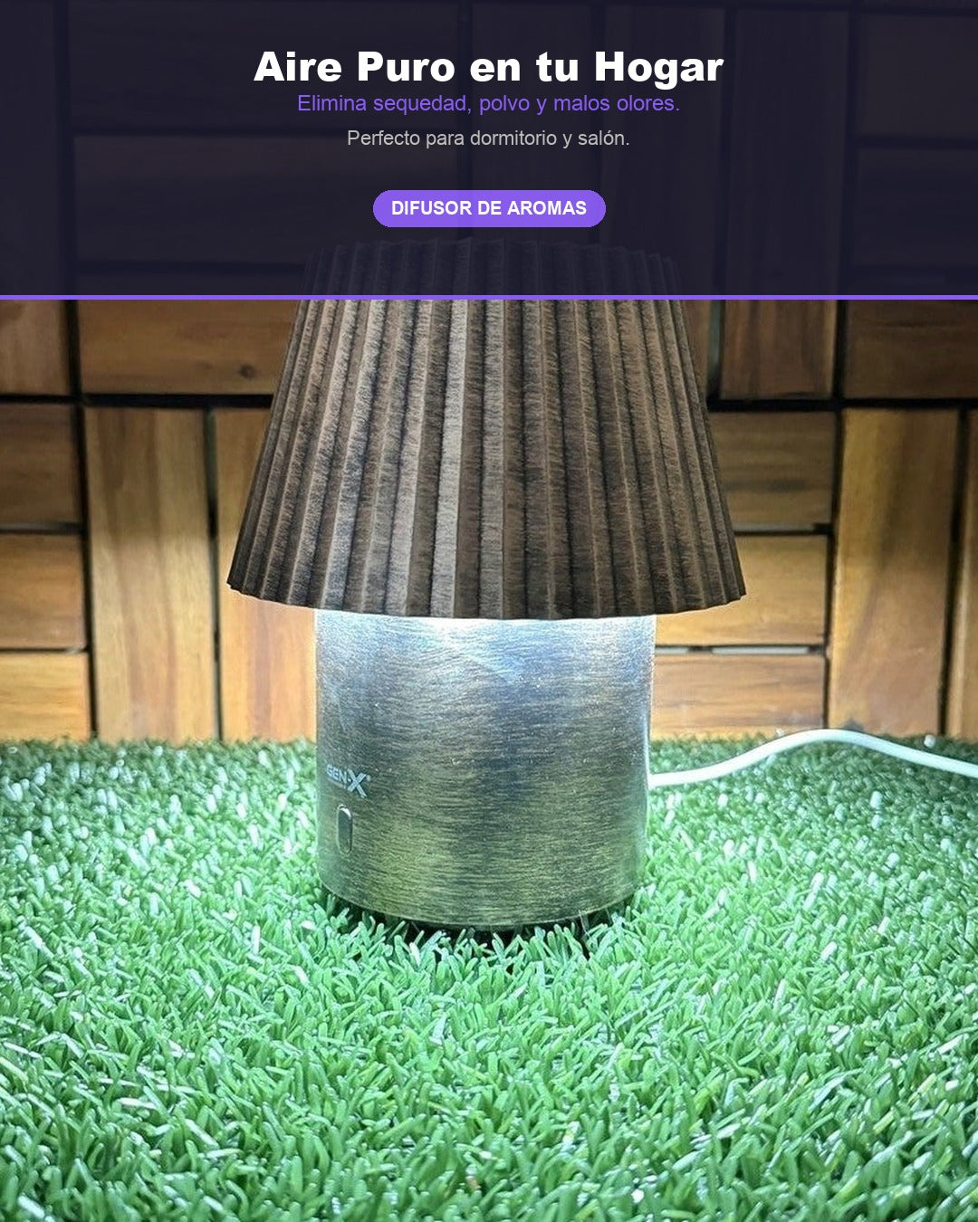 Humidificador con Luz Cálida LED Gen-X | Difusor Aromas Premium 2en1