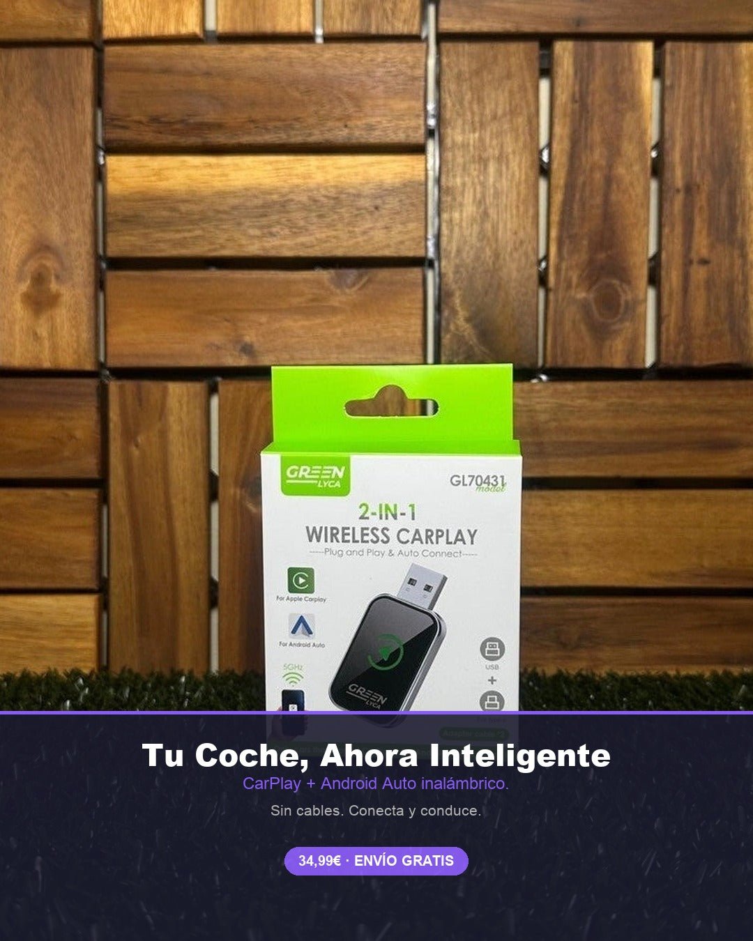 Adaptador CarPlay y Android Auto Inalámbrico 2en1 | Convierte tu Coche en Smart