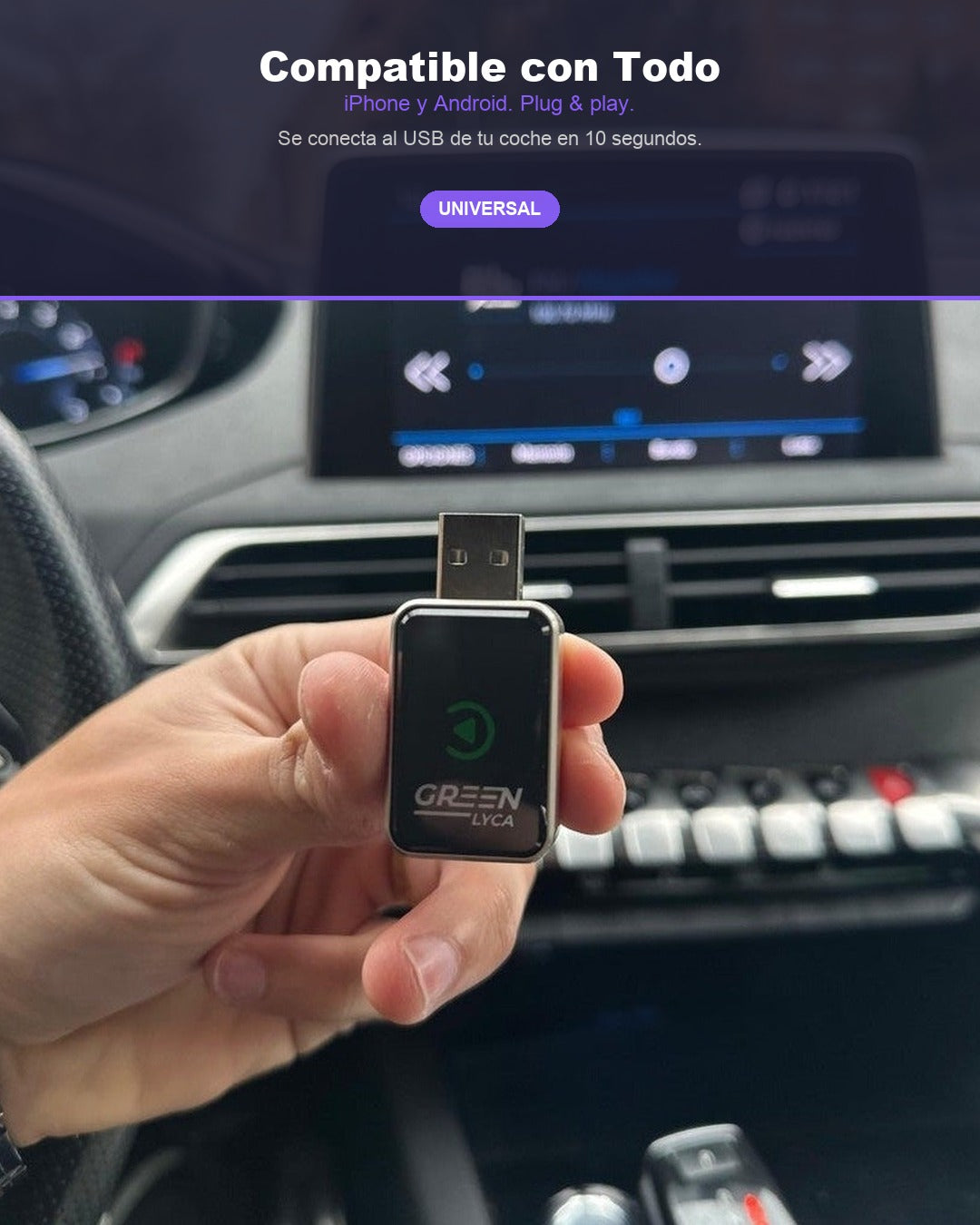 Adaptador CarPlay y Android Auto Inalámbrico 2en1 | Convierte tu Coche en Smart