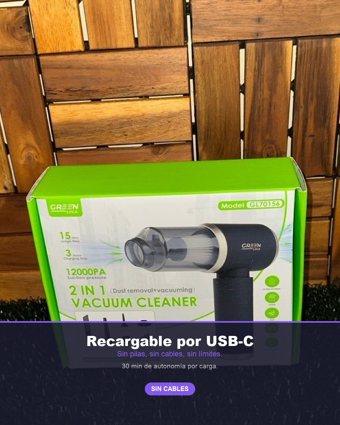 Aspiradora Portátil sin Cable 12000PA | 2en1 Coche y Hogar Recargable