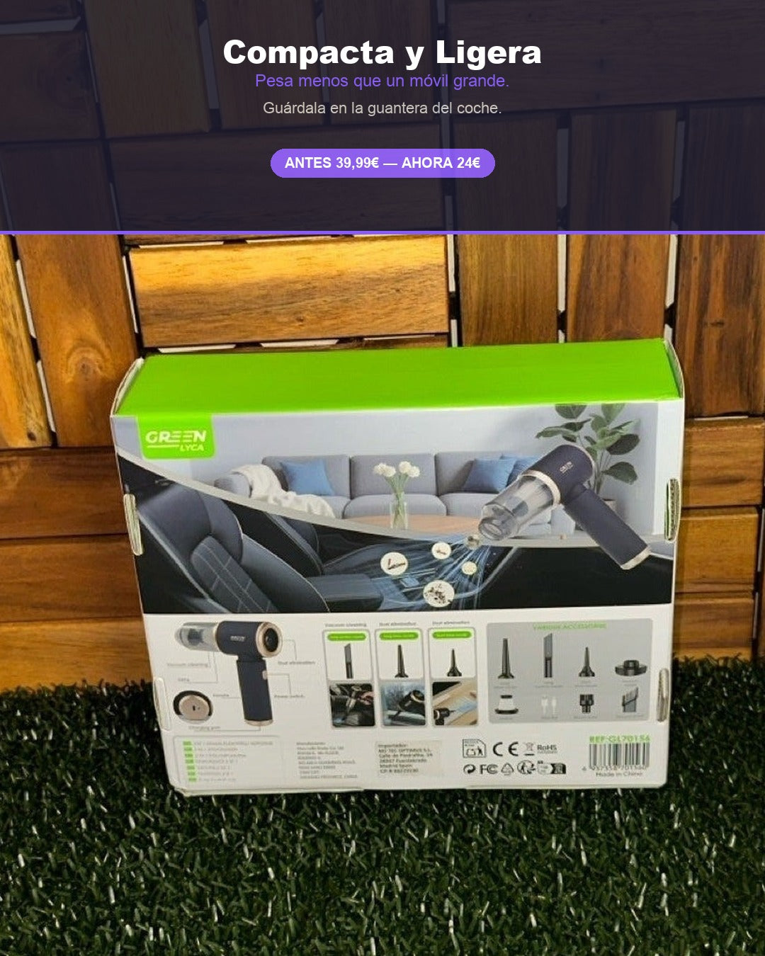 Aspiradora Portátil sin Cable 12000PA | 2en1 Coche y Hogar Recargable