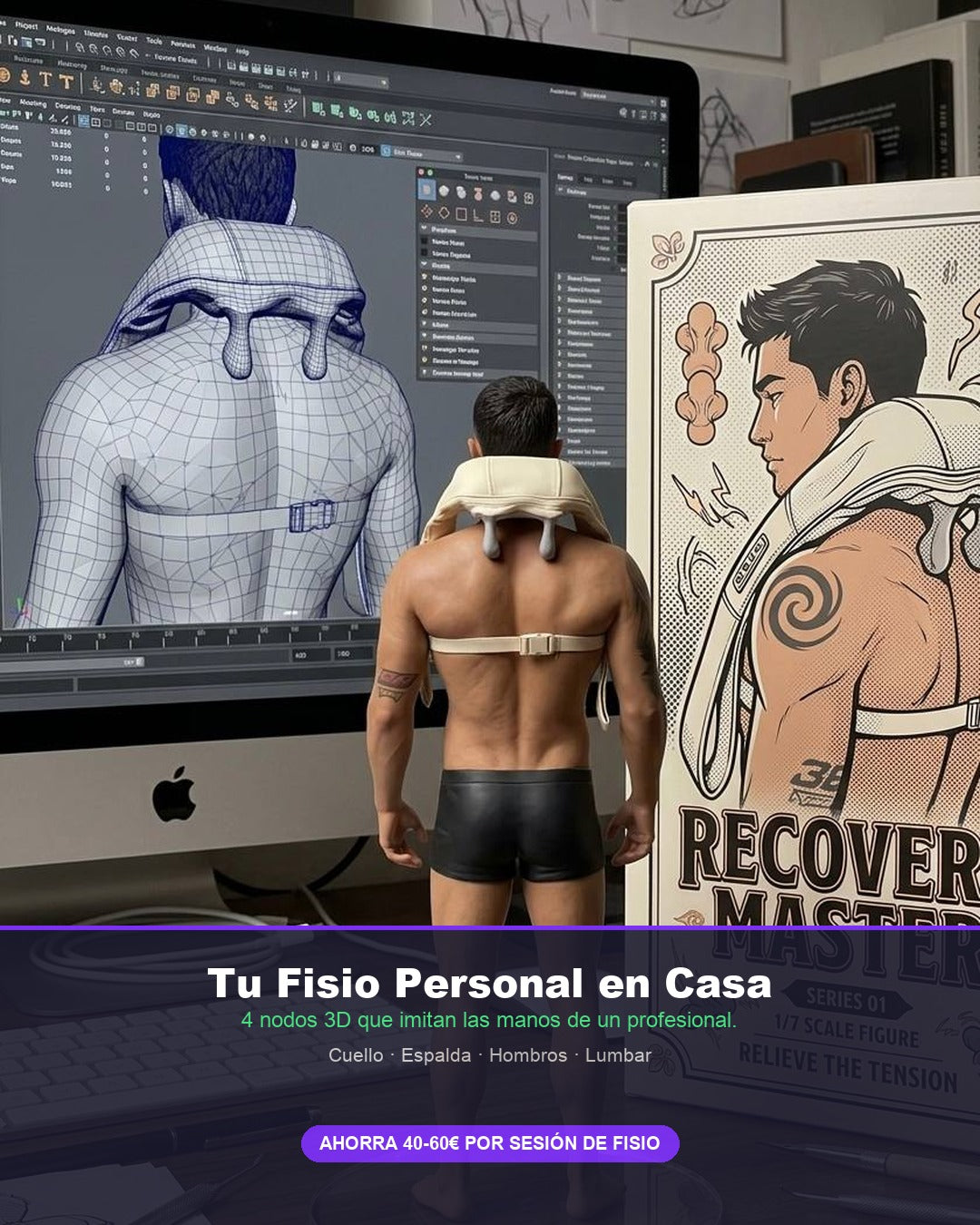 Masajeador Cervical EMS con Calor | Alivio del Dolor de Cuello y Espalda