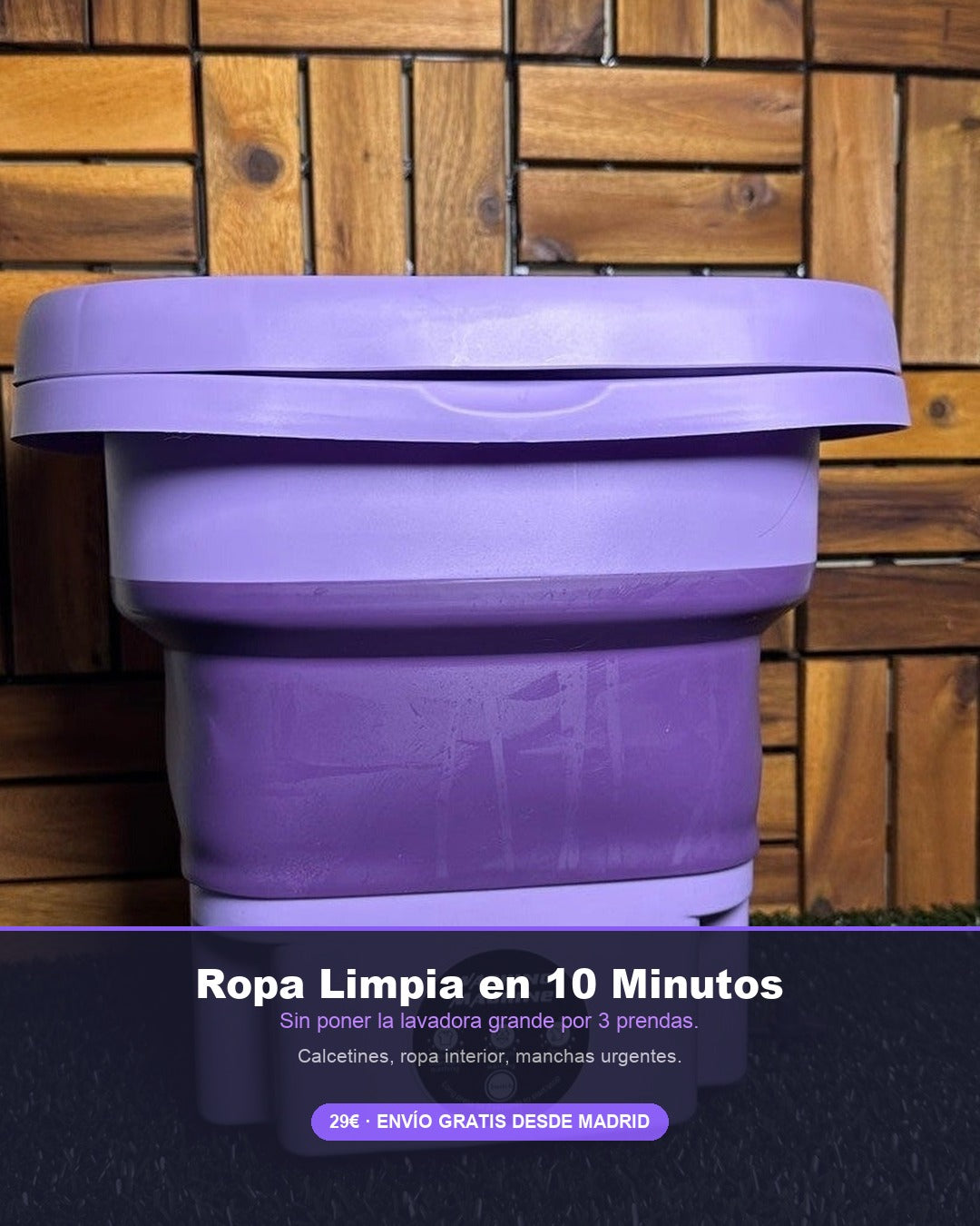 Mini Lavadora Plegable Portátil | Lava Ropa Interior y Calcetines en Minutos