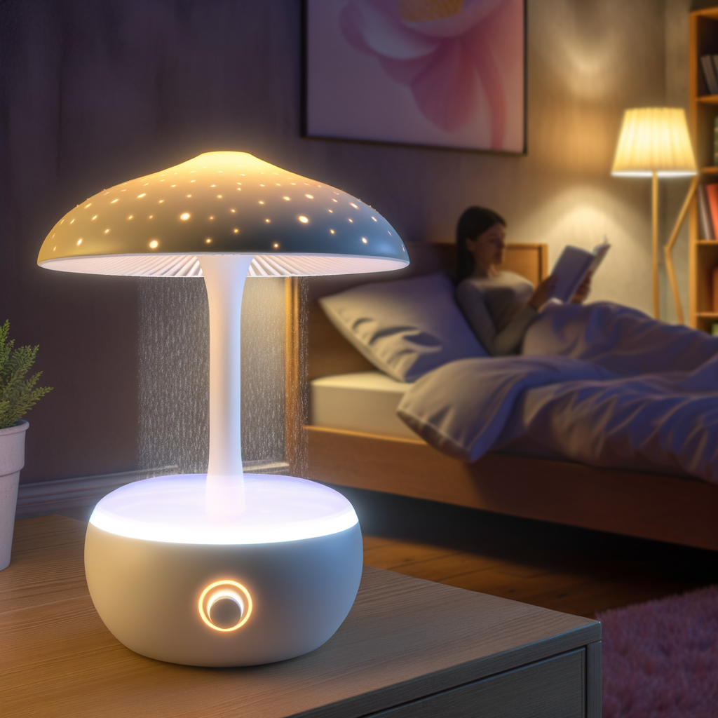 Difusor Cloud Rain lifestyle uso real bedroom