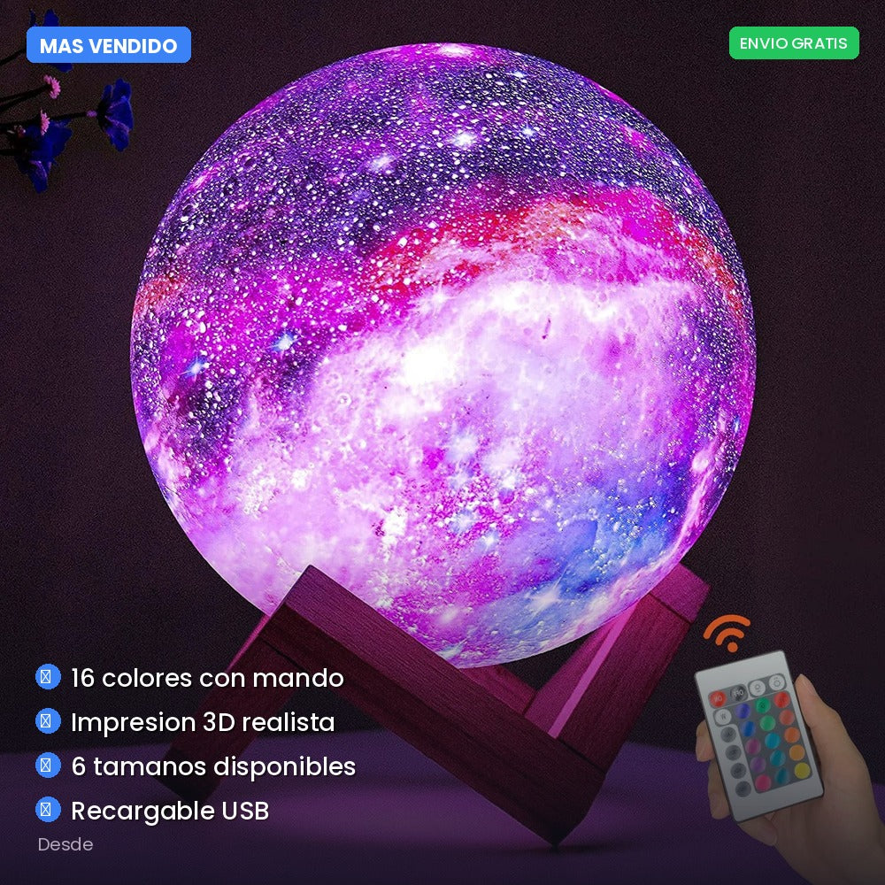 Lampara Luna 3D - La Luna en tu Mesita de Noche