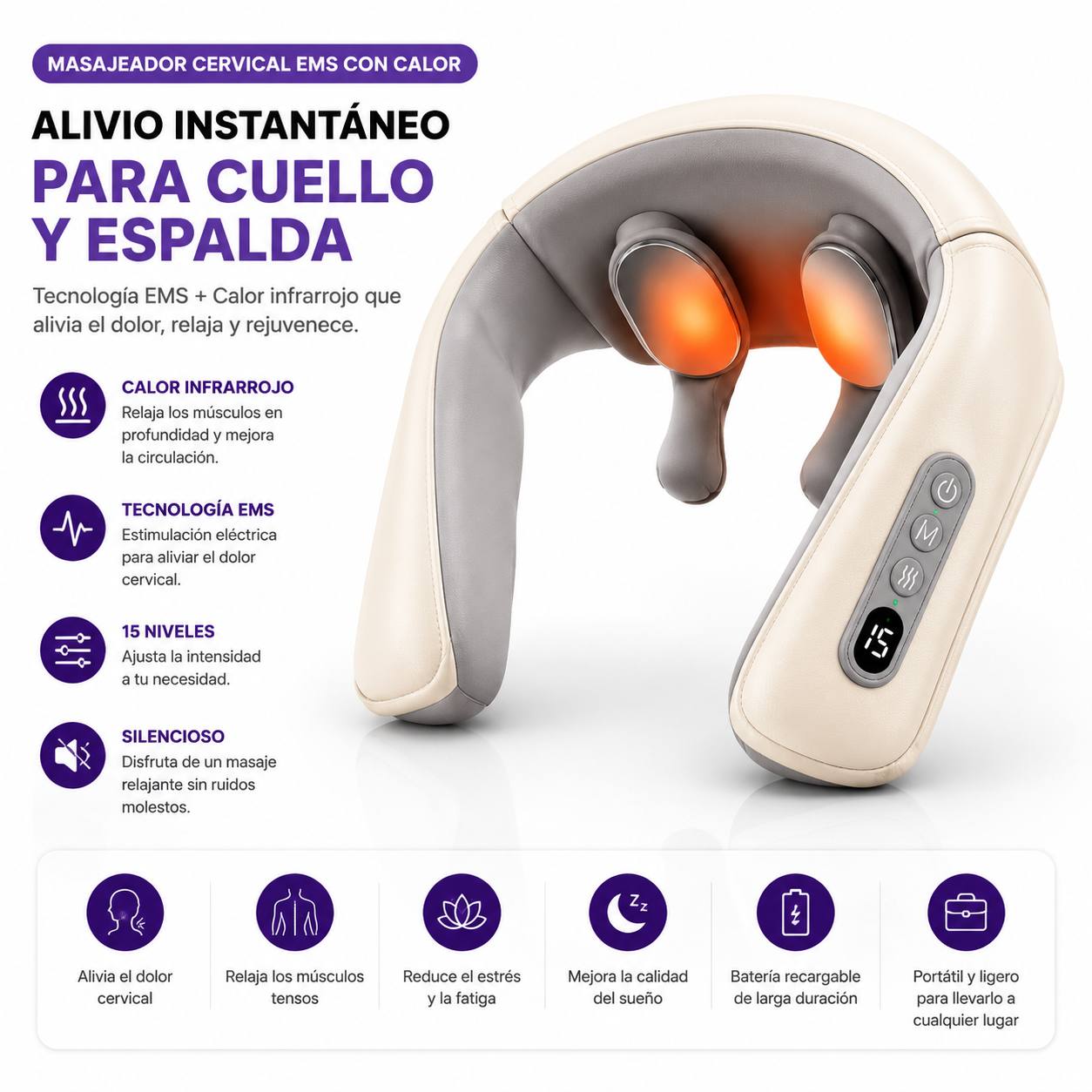 Masajeador Cervical EMS con Calor