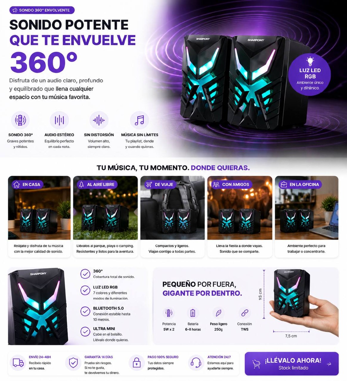 Sonido potente que te envuelve