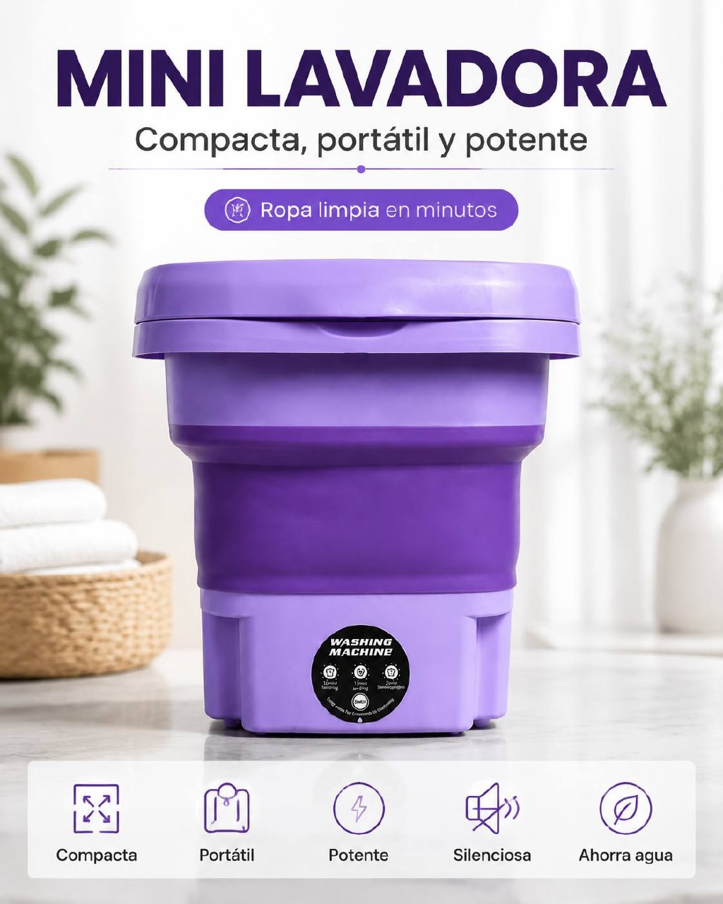 Mini Lavadora Plegable Portátil