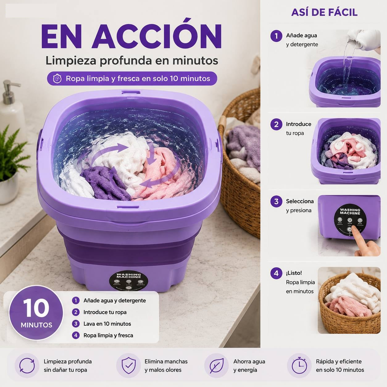 En acción · limpieza profunda
