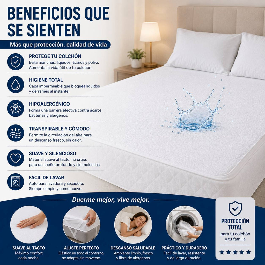 Beneficios protector colchón suave silencioso lavable a máquina